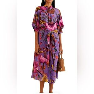 FARM RIO MAXI FLOWERS PURPLE MAXI DRESS